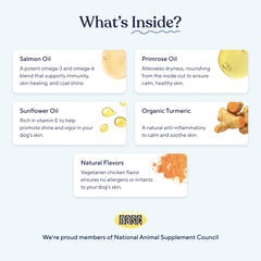 Pawfy ingredients label highlighting natural formula for skin health.
