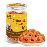 PAWUP anneaux poulet doux, friandise facile à mâcher pour petits chiens.