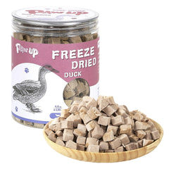 PAWUP freeze-dried duck treats packaging displays a premium single-ingredient snack for pets.
