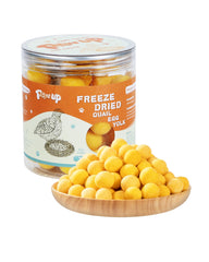 PAWUP Freeze-Dried Quail Egg Yolk Treats bottle display showing pure protein for pets.