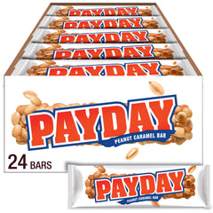 PayDay bulk box of peanut caramel bars ready for sharing