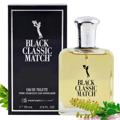 PB ParfumsBelcam Black Classic Match bottle shown for day to night versatility