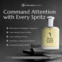 PB ParfumsBelcam Black Classic Match spray nozzle in action for easy application