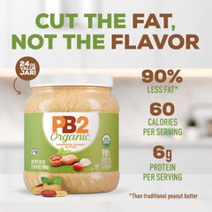 Scoop of PB2 powder ready for smoothies and bowls.