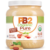 PB2 Pure Organic Powdered Peanut Butter jar shows single organic ingredient and rich flavor.
