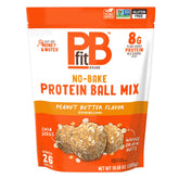 PBfit no bake peanut butter protein ball mix in bag for quick on-the-go snacking