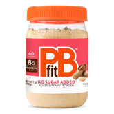 PBfit No Sugar Added peanut butter powder jar front, low-fat flavor.