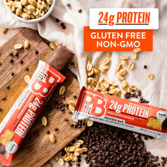 PBfit bar nutrition facts highlighting 24g plant-based protein