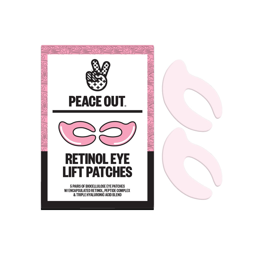 Peace Out Retinol Eye Lift Patches cover the full eye area for smoothing.