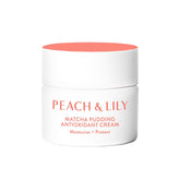 Peach & Lily Matcha Pudding cream jar closeup showing antioxidant hydration.