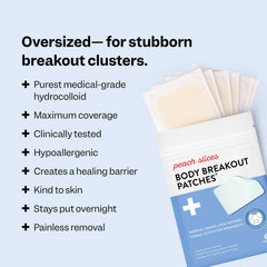 Peach Slices patches applied on skin targeting larger breakouts overnight