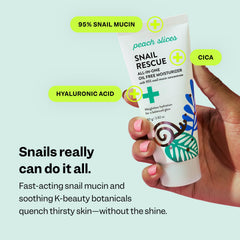 Peach Slices Snail Rescue gel texture ready for fast-absorbing hydration