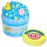 Peachybbies Baby Ducky Pond slime swirl with a bright blue texture for sensory play
