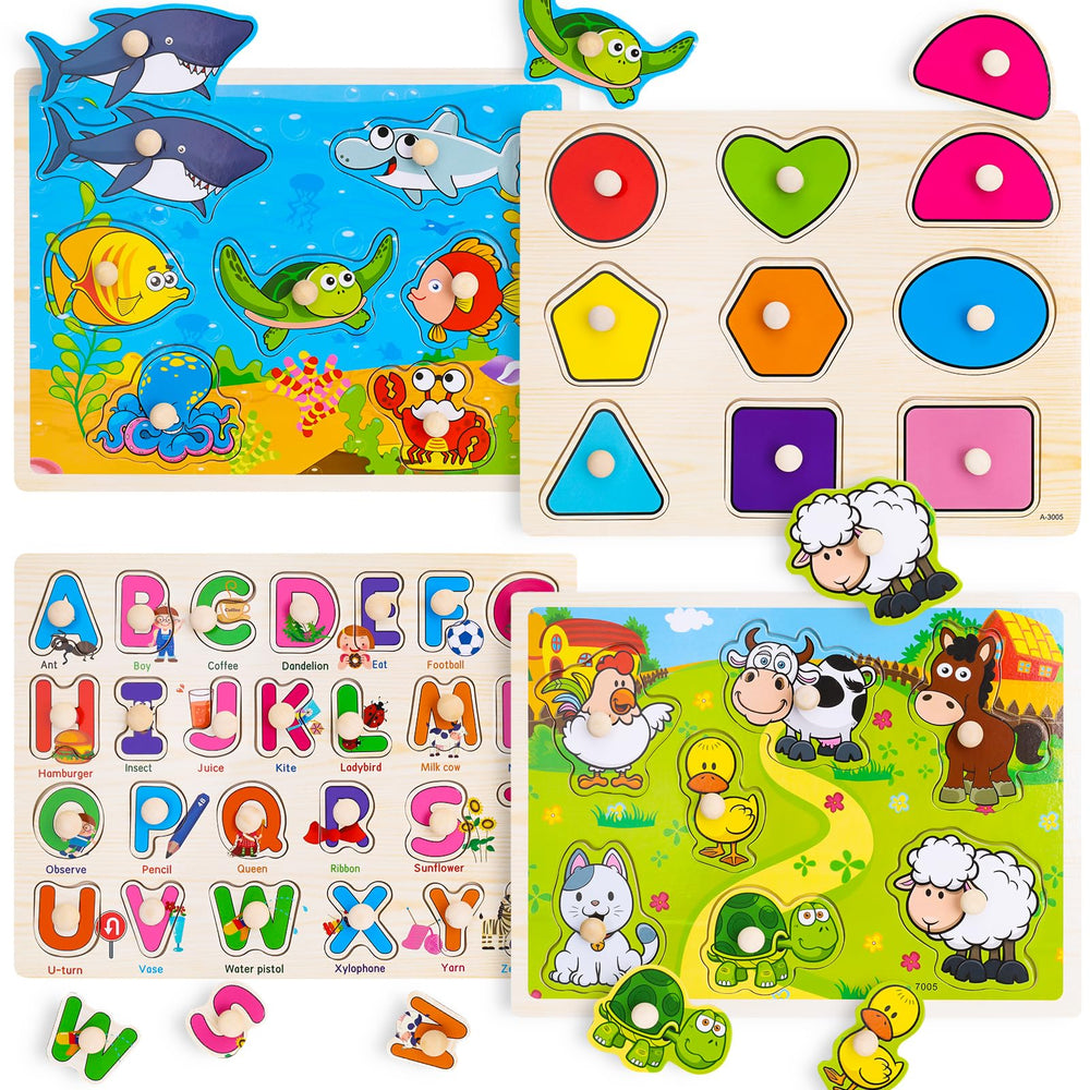 Peacurh alphabet peg puzzle for toddlers supports letter recognition and fine motor skills
