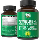 Peak Performance vitamin D and K bottle front for easy daily supplementation