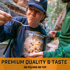 Peak Refuel Beef Stroganoff on trail demonstrates easy rehydration after hiking.