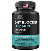Peak Vitals DHT Blocker bottle label signaling natural hair support.