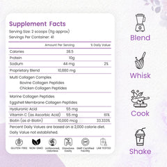 Peakhealth Multi-Collagen Powder scoop image emphasizing easy serving and measured dose.