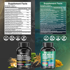 Peakhealth Shilajit Sea Moss capsules close-up for convenient daily intake.