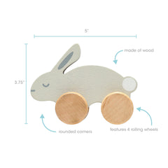 Pearhead bunny toy features easy hand grip for tiny hands.