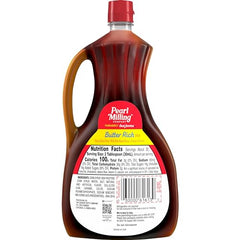 Stack of pancakes with Pearl Milling Company Butter Rich Syrup drizzle