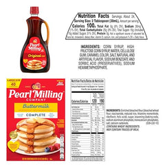 Original Pearl Milling Company syrup being poured over hot pancakes