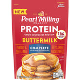 Pearl Milling Company Protein Pancake Mix poured into a skillet for breakfast