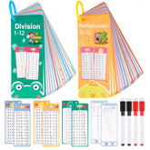 PEASUG flash cards front view with multiplication and division problems for quick practice