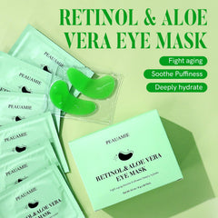PEAUAMIE eye patches being applied under the eye for a refreshing moment