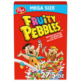 Pebbles Fruity PEBBLES in a milk bowl, kid-friendly breakfast.