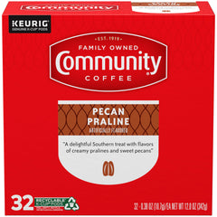 Community Coffee Pecan Praline aroma close-up highlighting sweet notes.