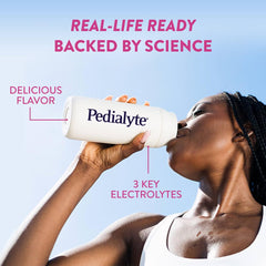 Pedialyte bottle and packets ready for on-the-go hydration.