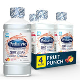 Pedialyte Fruit Punch bottle showcasing zero sugar hydration for on-the-go