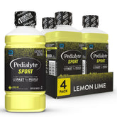 Pedialyte Sport lemon-lime bottle pour for fast hydration during workouts.
