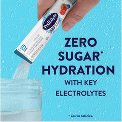 Pedialyte Strawberry packets offer low-calorie hydration for active days.