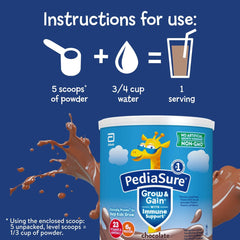 PediaSure Grow & Gain ready shake in glass, appealing for meals.