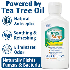 Pedifix FungaSoap Tea Tree Wash provides body cleansing with a light, fresh scent.
