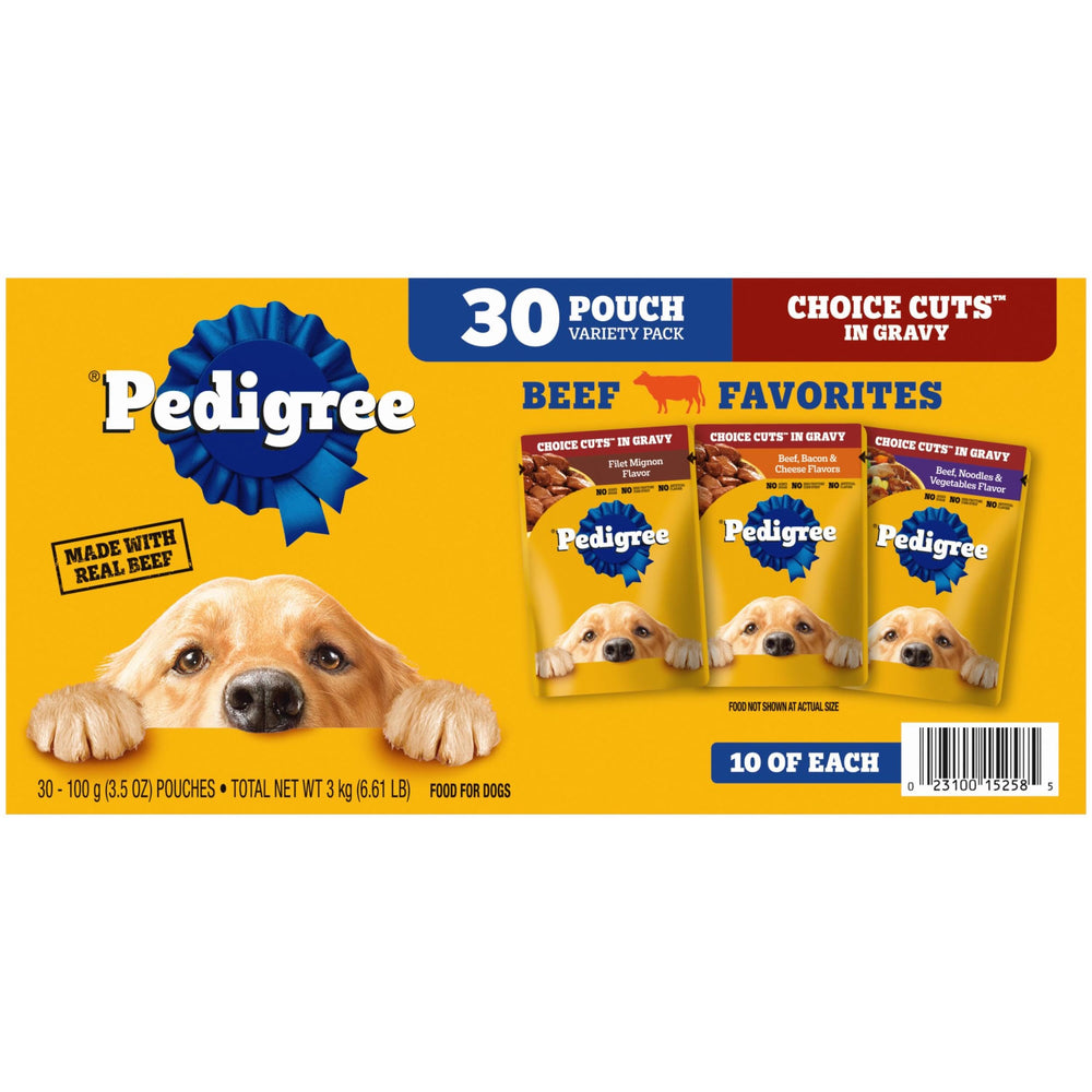 Pedigree Choice Cuts in Gravy Beef pouch with tender chunks for adult dogs