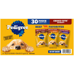 Pedigree Choice Cuts in Gravy Beef pouch with tender chunks for adult dogs