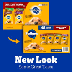 Pedigree Choice Cuts in Gravy topper on dry food for flavor.