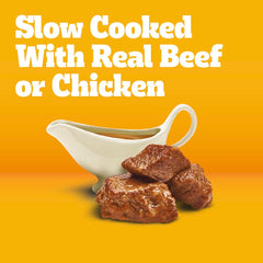 Pedigree Choice Cuts In Gravy soft meat pieces support easy chewing for adults.