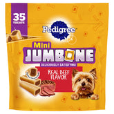 Pedigree Mini Jumbone beef-flavored shell for small dogs, rewarding chew.