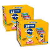 Pedigree Puppy Morsels in Sauce packaging shows convenient 3.5 oz pouches for easy meals.