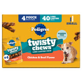 Pedigree Twisty Chews packaging image highlighting a long-lasting treat for dogs