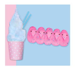 Close-up of Peeps Cotton Candy Chicks showing fluffy texture and sugar crystals