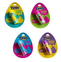 Peeps vanilla scented lip balm with marshmallow cream texture for hydrated lips.