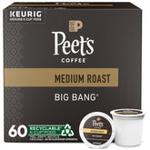 Peet's Big Bang boxes show 60-count K-Cup pods for quick morning brews.