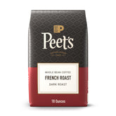 Peet's Coffee French Roast 18oz bag, rich aroma ready for morning brew.