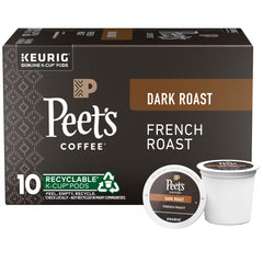 Peet's French Roast K-Cup box of 10 for quick, bold mornings.