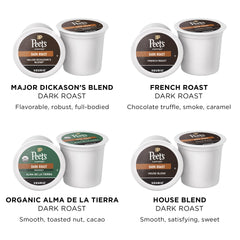 Peet's Coffee French Roast K-Cup pod close-up with smoky notes.